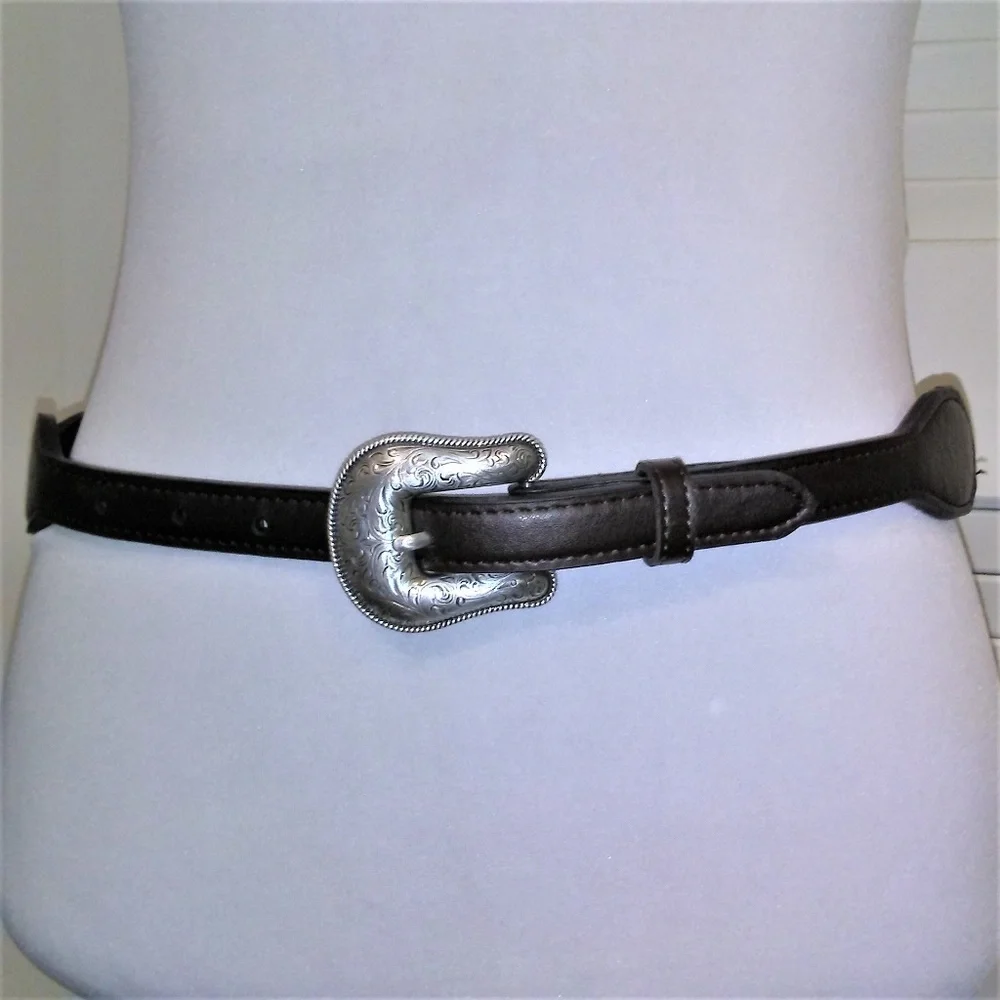 Western Style Belt with Silver Tone‎ Buckle & Bling